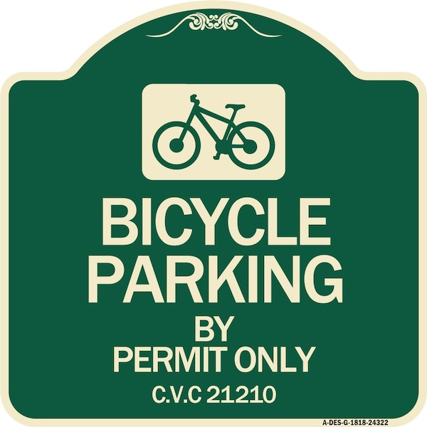 Signmission Bicycle Parking by Permit C.V.S. 21210 Heavy-Gauge Aluminum Sign, 18" x 18", G-1818-24322 A-DES-G-1818-24322 - main